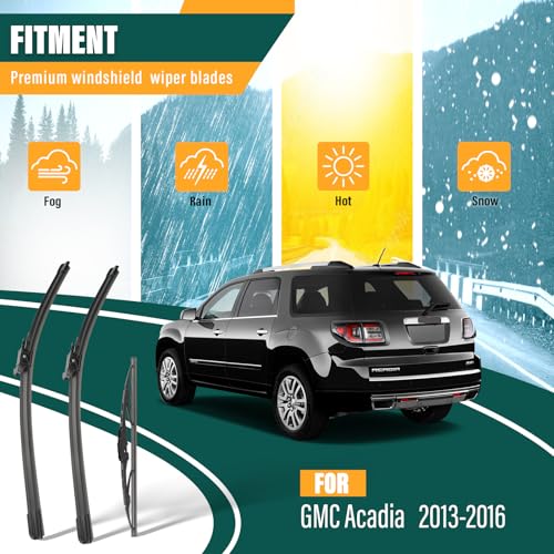 KVQ Windshield Wiper Blades Replacement for GMC Acadia 2013 2014 2015 2016,Original Equipment Replacement Front Rear Wiper Blade Set - 24" 21" 11" (Set of 3) - Image 2