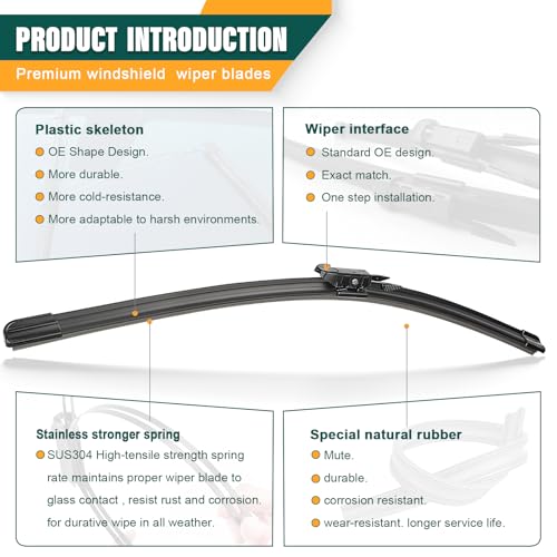 KVQ Windshield Wiper Blades Replacement for GMC Acadia 2013 2014 2015 2016,Original Equipment Replacement Front Rear Wiper Blade Set - 24" 21" 11" (Set of 3) - Image 4