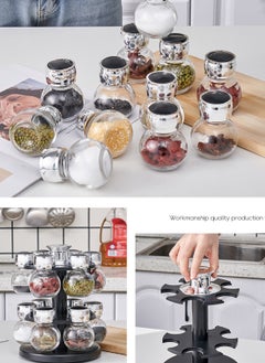 Sharpdo زجاجة توابل دوارة متعددة الوظائف بزاوية 360°، وعاء توابل، رف توابل مجمع  - Image 3