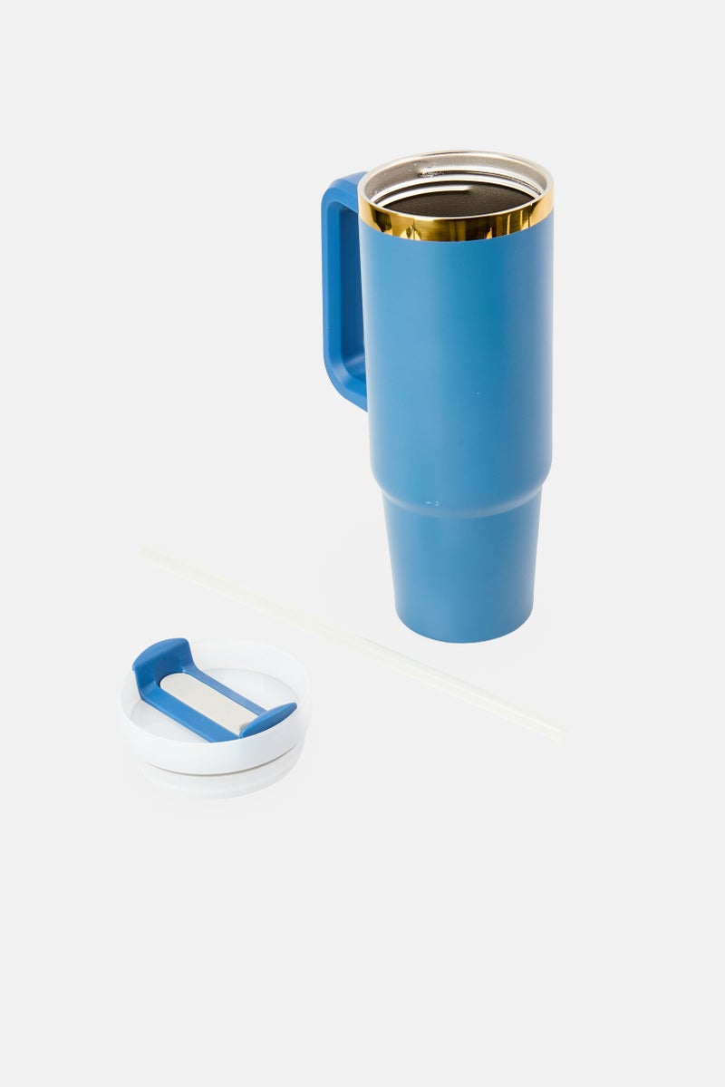 LUCKY BRAND Stainless Steel Vacuum Insulated Tumbler With Straw 946 ml, Navy - Image 2