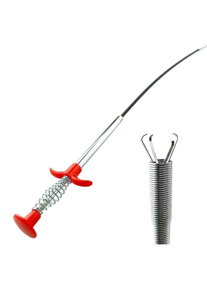 Flexible Drain Clog Remover Tool, 4-Claw Grabber Pickup Tool with Spring Handle, Long Reach Flexible Claw Retriever for Sink, Bathroom, Kitchen, Toilet & Pipe Cleaning - Image 1