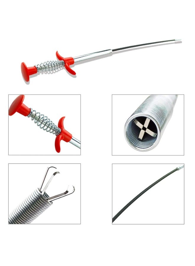 Flexible Drain Clog Remover Tool, 4-Claw Grabber Pickup Tool with Spring Handle, Long Reach Flexible Claw Retriever for Sink, Bathroom, Kitchen, Toilet & Pipe Cleaning - Image 2