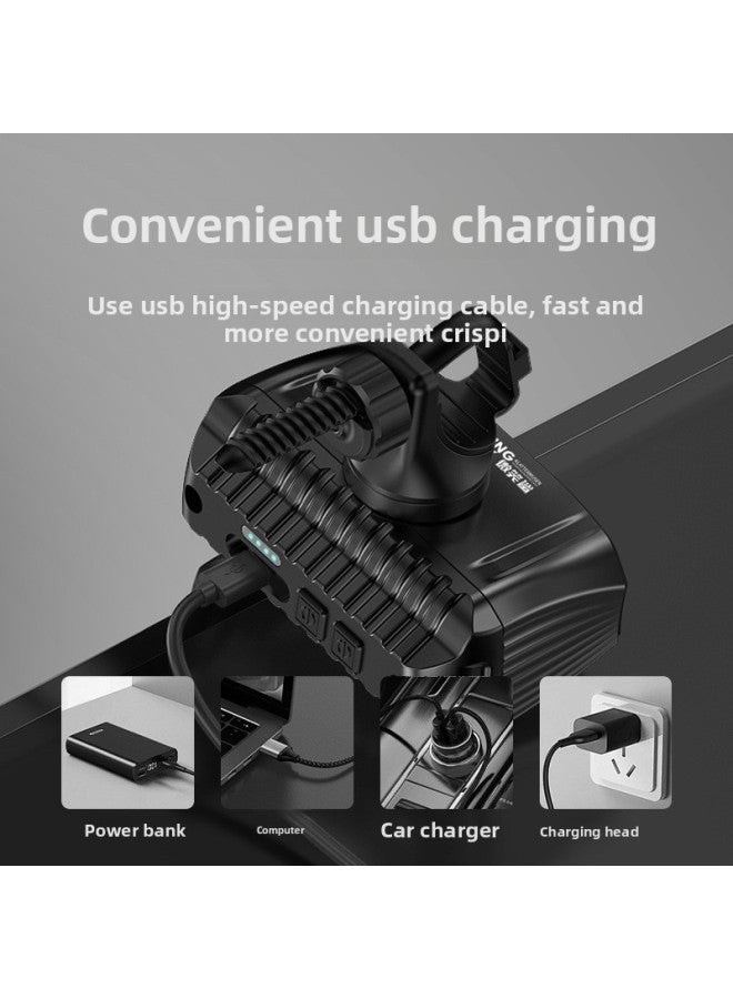 Loquat Smiling Shark Outdoor Night Riding Single Car Lamp Buckle Three Lights To Illuminate High Brightness Gathered Floodlight Multi-gear Adjustment Mountain Bike Lamp-Color:Qx-d437b Lower Deduction Model - Image 5