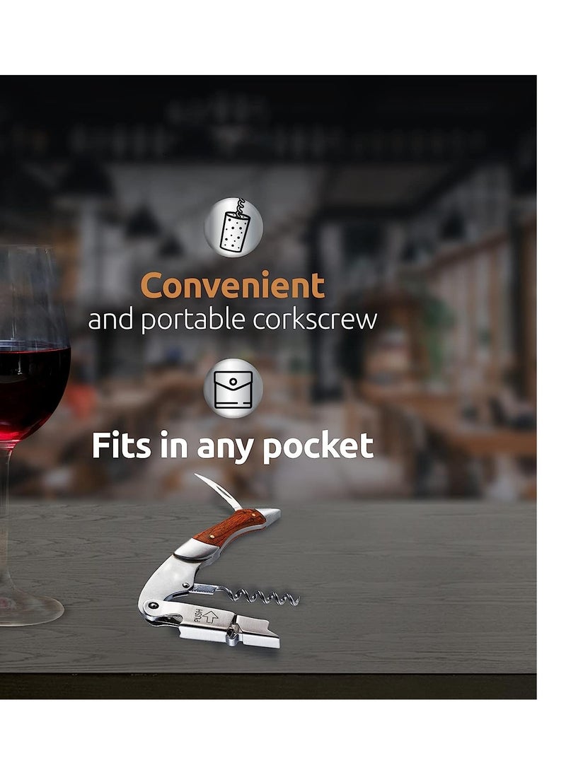 SYOSI - Corkscrew for Waiter with Vegan Leather Sheath Professional Grade Patented Spring Lever Easy Opening Foil Cutter Bottle Opener - Image 1