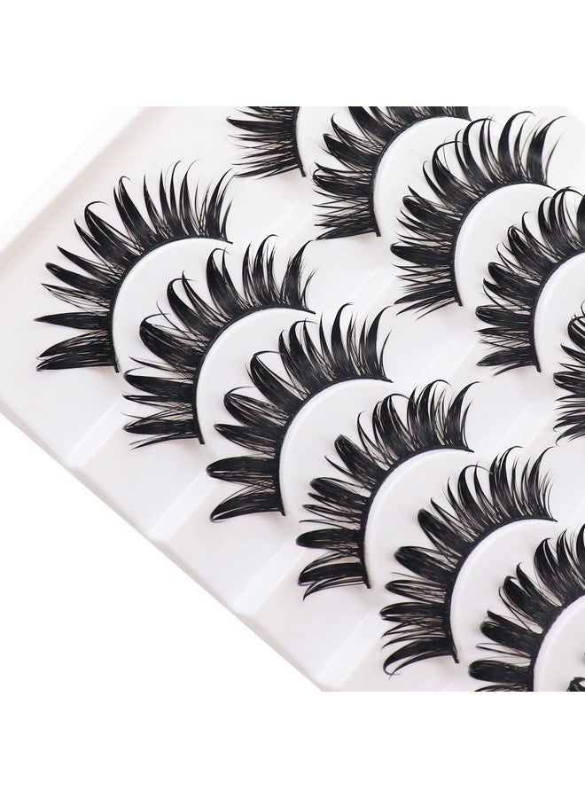 Losha False Eyelashes Spiky Manga Lashes Natural Look 20Mm Fluffy Anime Wet Look Lashes 10 Pairs Fake Eyelashes Pack For Cosplay (03) - Image 3