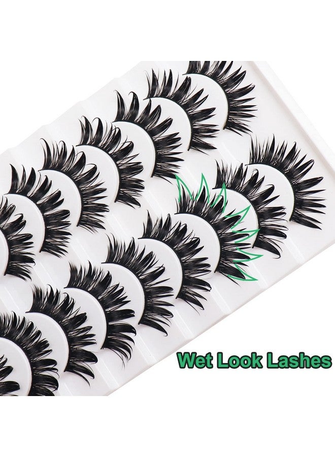 Losha False Eyelashes Spiky Manga Lashes Natural Look 20Mm Fluffy Anime Wet Look Lashes 10 Pairs Fake Eyelashes Pack For Cosplay (03) - Image 4