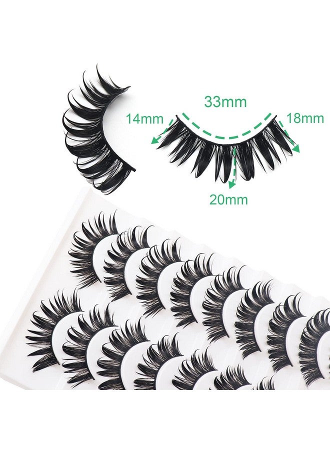 Losha False Eyelashes Spiky Manga Lashes Natural Look 20Mm Fluffy Anime Wet Look Lashes 10 Pairs Fake Eyelashes Pack For Cosplay (03) - Image 5