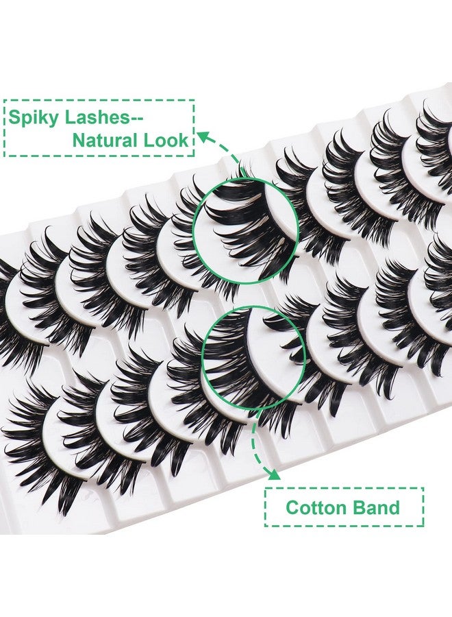 Losha False Eyelashes Spiky Manga Lashes Natural Look 20Mm Fluffy Anime Wet Look Lashes 10 Pairs Fake Eyelashes Pack For Cosplay (03) - Image 2