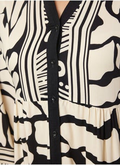 trendyol Beige Geometric Patterned Viscose Woven Dress TCTSS24EB00221  - Image 4