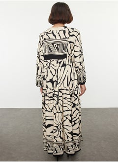 trendyol Beige Geometric Patterned Viscose Woven Dress TCTSS24EB00221  - Image 5