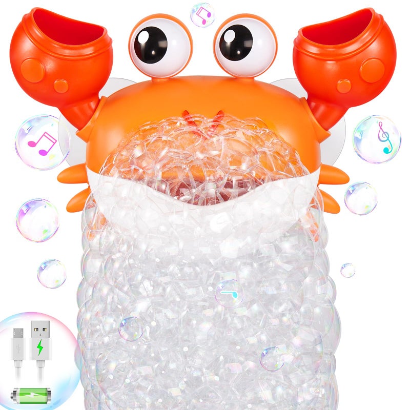 Gigilli Crab Baby Bath Toys Rechargeable Bath Bubble Machine for Toddler Automatic Shower Bathtub Bubble Maker with Music Control for Kids Ages 13 612 1218 Months 1st Birthday Easter Gifts - Image 3