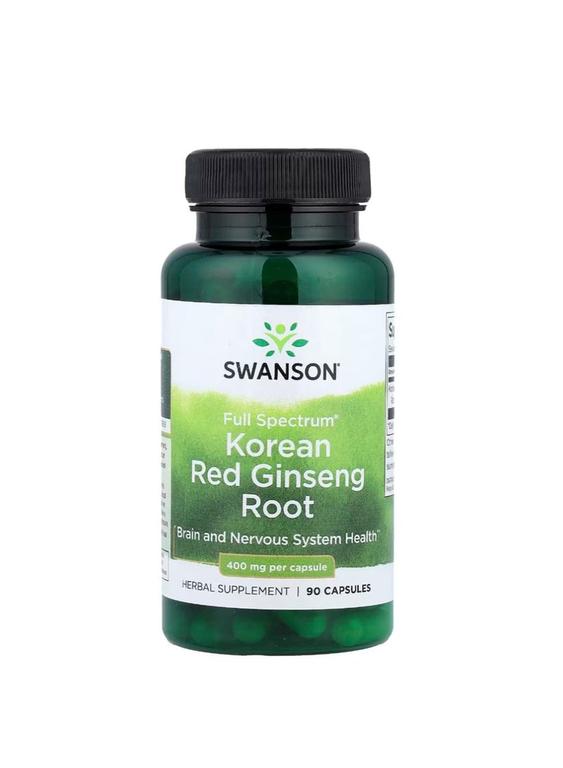 سوانسون جذر الجينسنغ الأحمر الكوري كامل الطيف 400 ملغ 90 كبسولة - Image 1