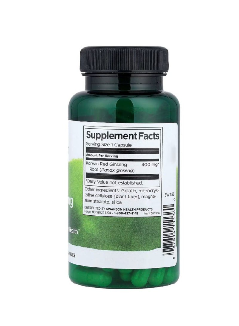 سوانسون جذر الجينسنغ الأحمر الكوري كامل الطيف 400 ملغ 90 كبسولة - Image 2