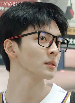 roaiss Men's Blue Light Blocking Glasses Anti UV and Glare Blue Light Filter Computer Glasses Rectangular Color Changing Anti Eyestrain Headache Sports Eyewear with Super Light TR Frame Black Red 55mm  - Image 2
