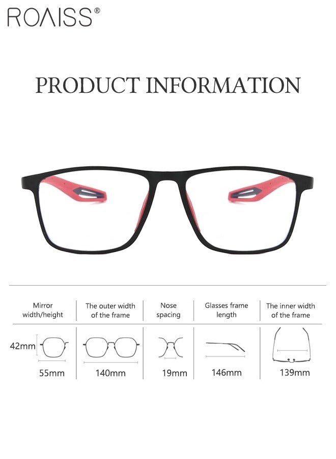 roaiss Men's Blue Light Blocking Glasses Anti UV and Glare Blue Light Filter Computer Glasses Rectangular Color Changing Anti Eyestrain Headache Sports Eyewear with Super Light TR Frame Black Red 55mm - Image 4