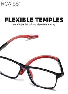 roaiss Men's Blue Light Blocking Glasses Anti UV and Glare Blue Light Filter Computer Glasses Rectangular Color Changing Anti Eyestrain Headache Sports Eyewear with Super Light TR Frame Black Red 55mm  - Image 5