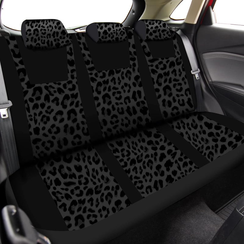 Frienda 13 Pcs Leopard Print Car Accessories Set - Seat Covers, Steering Wheel Cover, Coasters, Armrest Pad, Belt Pads, Keychain, and Wrist Strap - Image 3