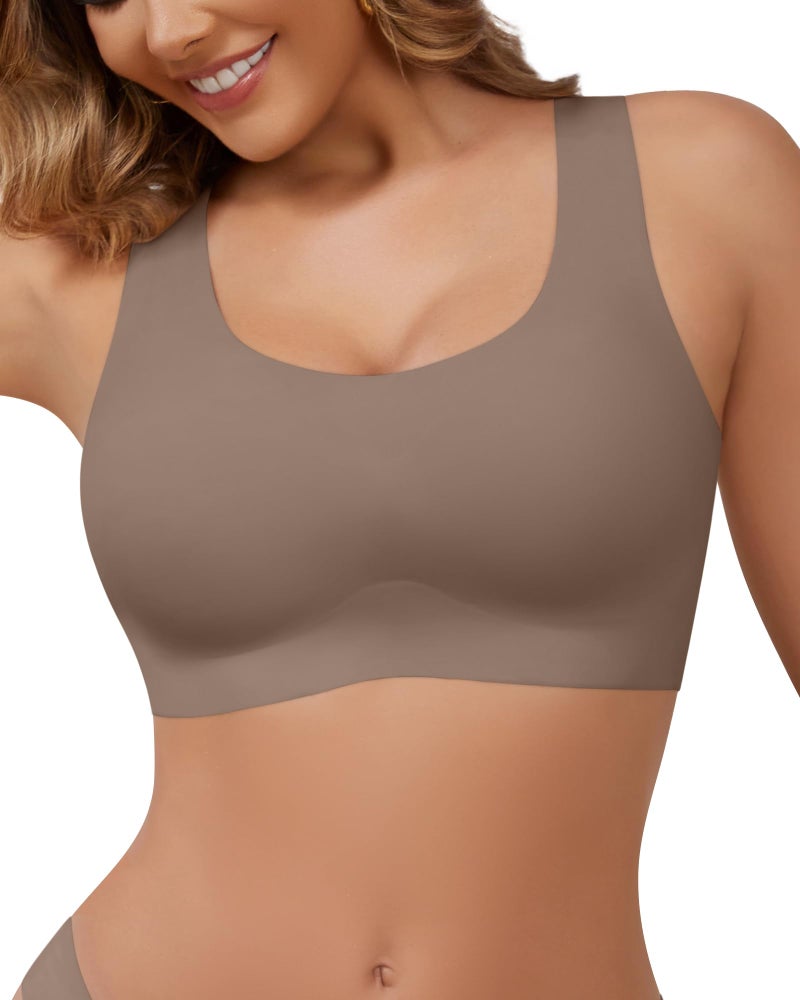 DEANGELMON Wireless Bras for Women No Underwire Seamless Full Coverage T-Shirt Pullover Sleep Bra Comfort Lounge Bralette(Coffee,M) - Image 1
