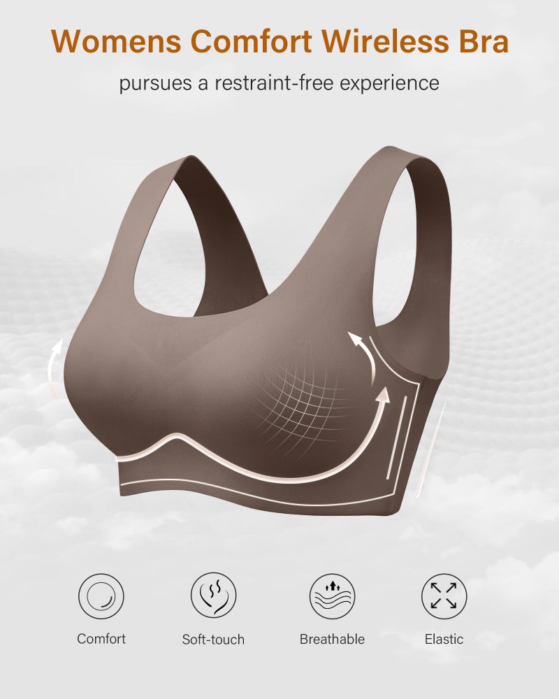 DEANGELMON Wireless Bras for Women No Underwire Seamless Full Coverage T-Shirt Pullover Sleep Bra Comfort Lounge Bralette(Coffee,M) - Image 3