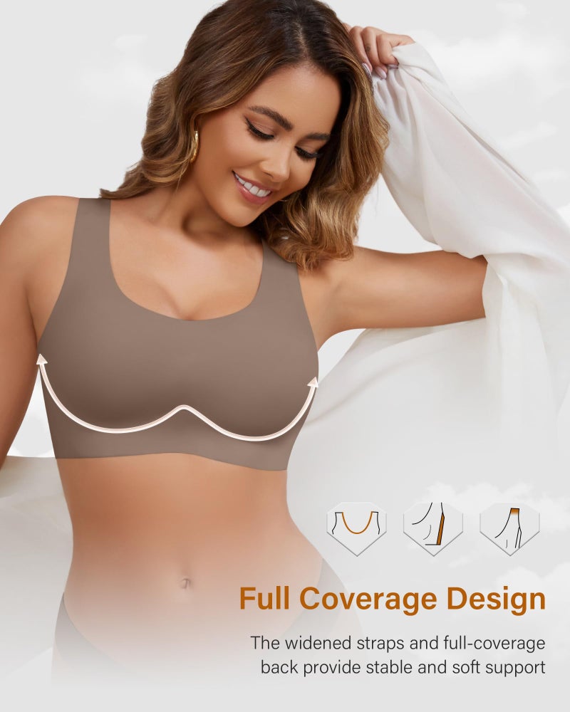 DEANGELMON Wireless Bras for Women No Underwire Seamless Full Coverage T-Shirt Pullover Sleep Bra Comfort Lounge Bralette(Coffee,M) - Image 4