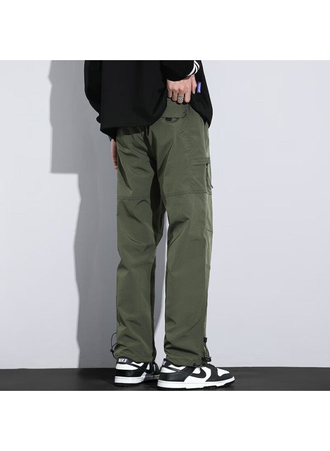 Poum Men's Summer Lightweight Athletic Cargo Pants, Hiking American-style Quick-dry Wide-leg Trousers, Ym12 Army Green 2XL - Image 5