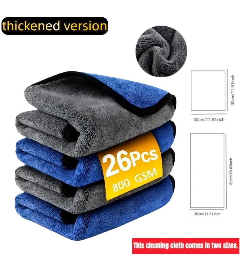 26 Pcs Thickened Microfiber Cloth Set 30x30 Cm Double Sided Coral Cleaning Cloth Durable Absorbent Reusable Two Tone Design For Home Kitchen Bathroom Car Glass Dish Towel Detail - Image 1