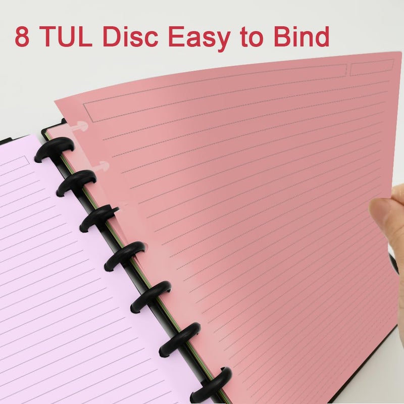 Getvow Junior Size TUL Discbound Lined Refill Paper, 8-Disc Disbound Insert, 5 Colors(20 Sheets/Color), Total 100Sheets / 200Pages, 110gsm Thicker Paper, 5.8'' x 8.2'' - Image 5