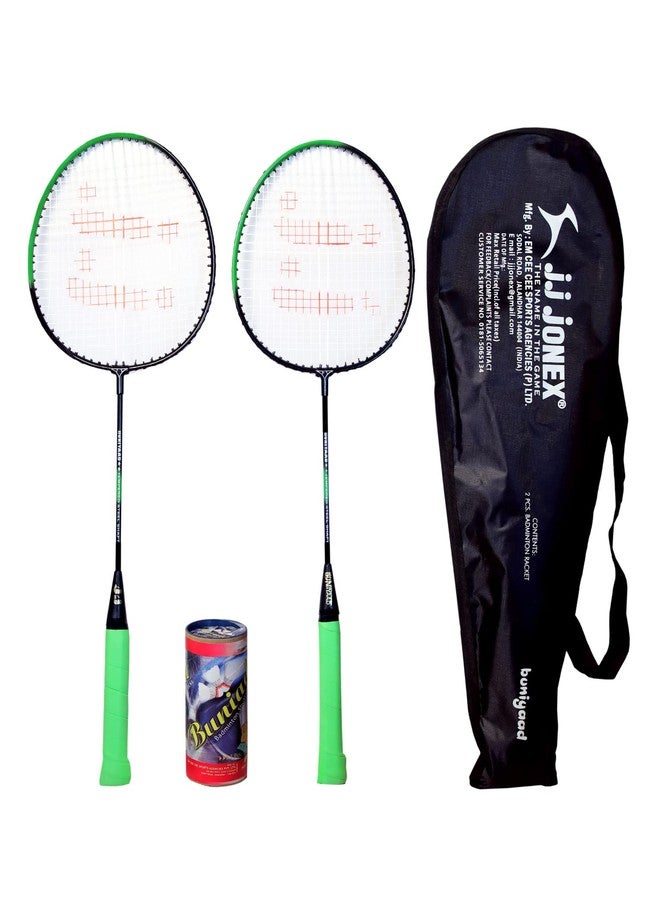 Jonex JJ JONEX BUNIYAD Badminton Set with 3 Piece Plastic Shuttlecock (Multicolour) (MYC) (Black) - Image 5