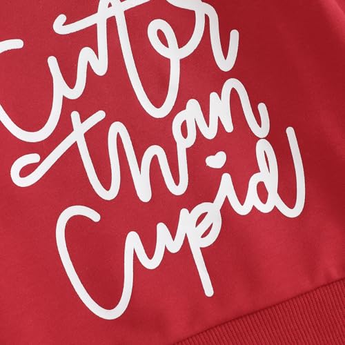 BemeyourBBs Toddler Baby Boy Fall Winter Clothes Funny Letter Long Sleeve Sweatshirt and Pants Set 2 Piece Sweatsuit Outfit (Valentines Cute Than Cupid, 3-6 Months) - Image 4