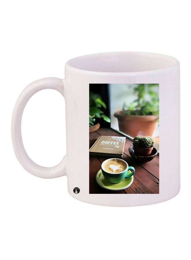 RYN Cactus Printed Coffee Mug White/Brown/Green 11ounce