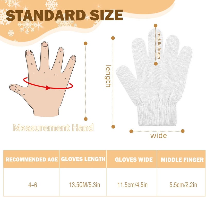 ONESING 3-24 Pairs Winter Knit Gloves for Kids - White Finger Gloves for Boys and Girls - Image 3