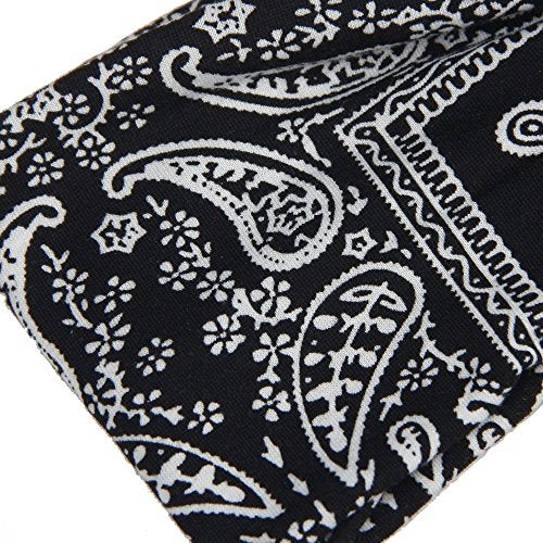 DINPREY Assorted Paisley Print Wide Bandana Knot Headbands Criss Cross Head Wrap Hair Band (Black) - Image 3
