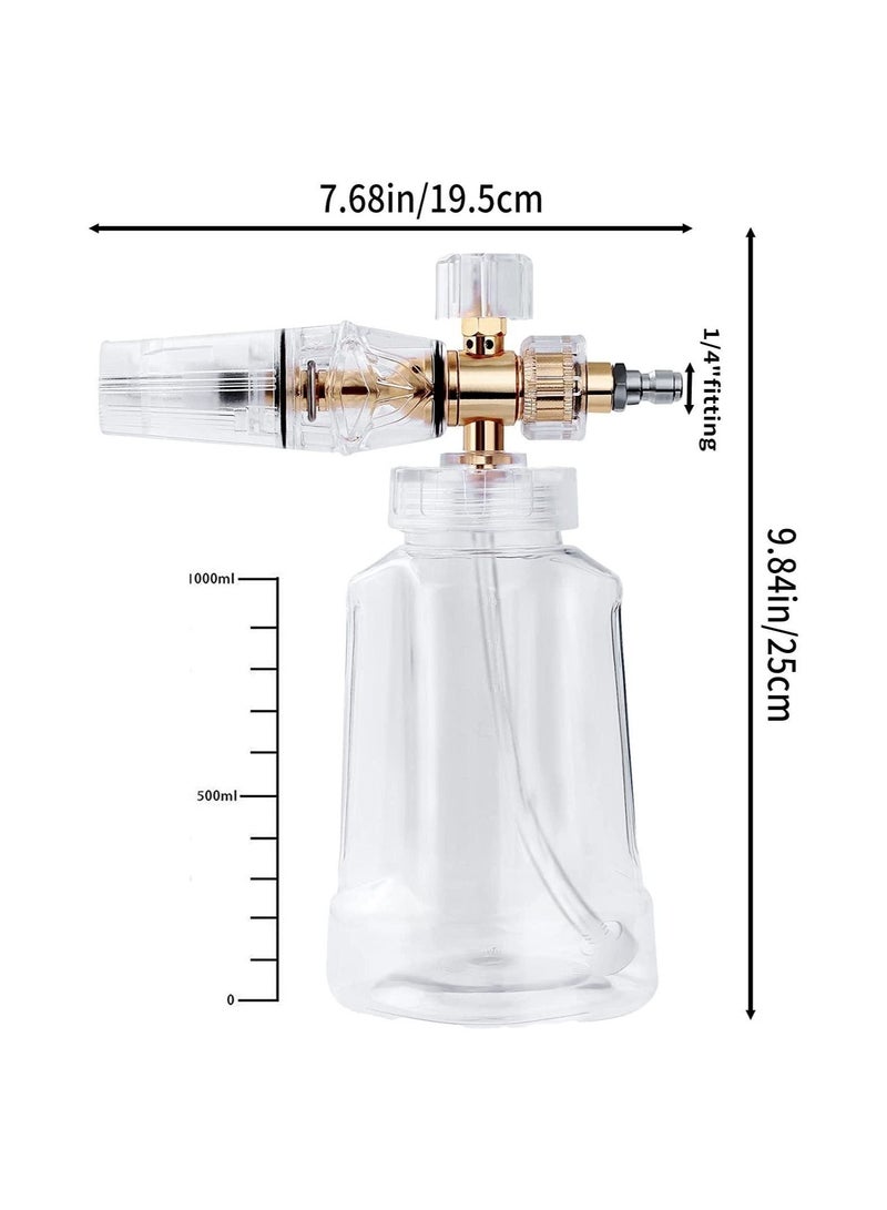 Generic Foam Cannon: Pressure Washer Gun with 1/4 Inch Quick Connect and Adjustable Nozzle for Car Wash Spraying. Includes 1 L Bottle and Fits Most Pressure Washing Accessories. Professional Car Foam Cannon S  - Image 4