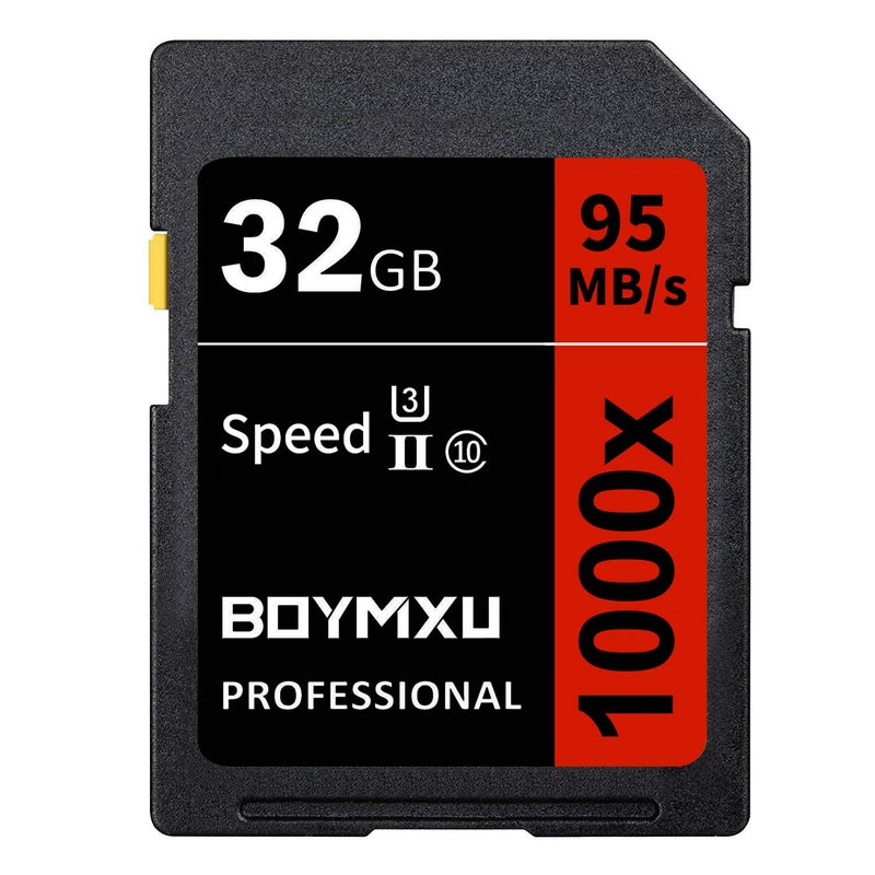BOYMXU Professional 32GB Class 10 U3 Memory Card - Up to 95MB/s for Cameras & Camcorders - Red/Black - Image 1