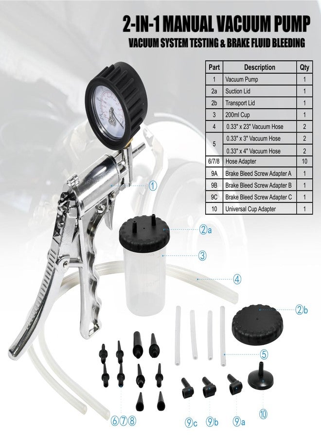 PESIKO Hand Vacuum Pump Brake Bleeder kit One Person, Zinc-diecast Metal Brake Clutch Bleeding Tune-up Kit for Brake Bleeding and Automotive Tester - Image 2