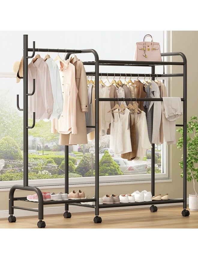SHEE ONE A wonderful heavy-duty metal clothes rack for hanging coats on wheels for home, residence and hotel/black - Image 3