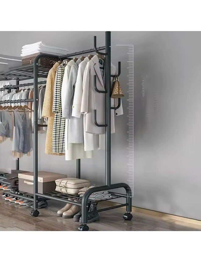 SHEE ONE A wonderful heavy-duty metal clothes rack for hanging coats on wheels for home, residence and hotel/black - Image 5