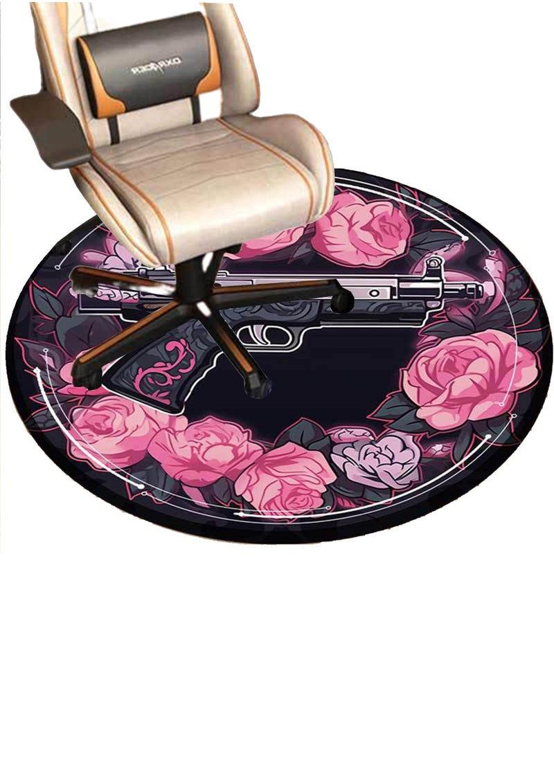 Pretocter Rose Round Carpet, Living Room Bedroom Floor Mat, Gaming Room Carpet，80cm*80cm 