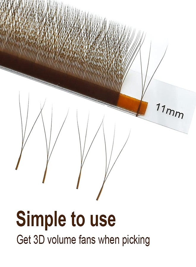 NAGARAKU W Eyelash Extension 3D Volume Premade Brown Lashes Cluster Easy Fanning yy Eye Lashes with Thickness 0.07mm Curl D (Length - 12mm) - Image 2