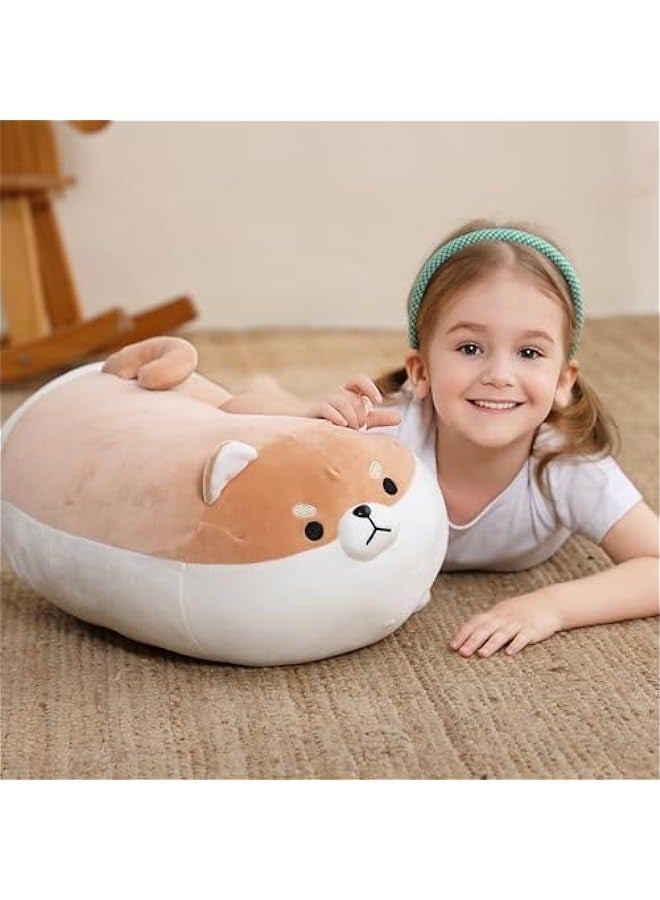 DURKU Shiba Inu Pillow Plush, Stuffed Animal Kawaii Dog Soft Anime Corgi Hugging Cuddle Pet Throw Plushies Cartoon Doggo Doll Toy Best Gifts for Kids Girls Boys (Brown) 40cm  - Image 2