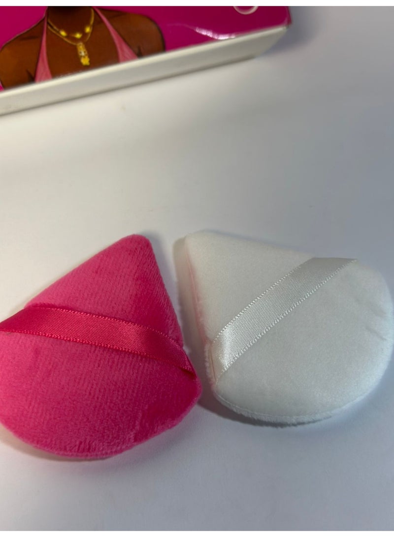 اسفنجة بودرة مخملية مثلثة الشكل للكونسيلر وبودرة الوجه السائبة قابلة للغسل واعادة الاستخدام وناعمة ، مجموعة من قطعتين من اداة مكياج قطيفة رطبة وجافة متعدد الالوان - Image 4