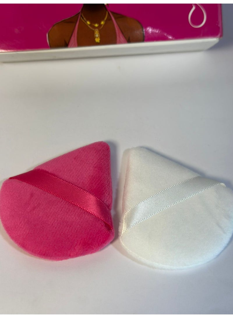 اسفنجة بودرة مخملية مثلثة الشكل للكونسيلر وبودرة الوجه السائبة قابلة للغسل واعادة الاستخدام وناعمة ، مجموعة من قطعتين من اداة مكياج قطيفة رطبة وجافة متعدد الالوان - Image 2