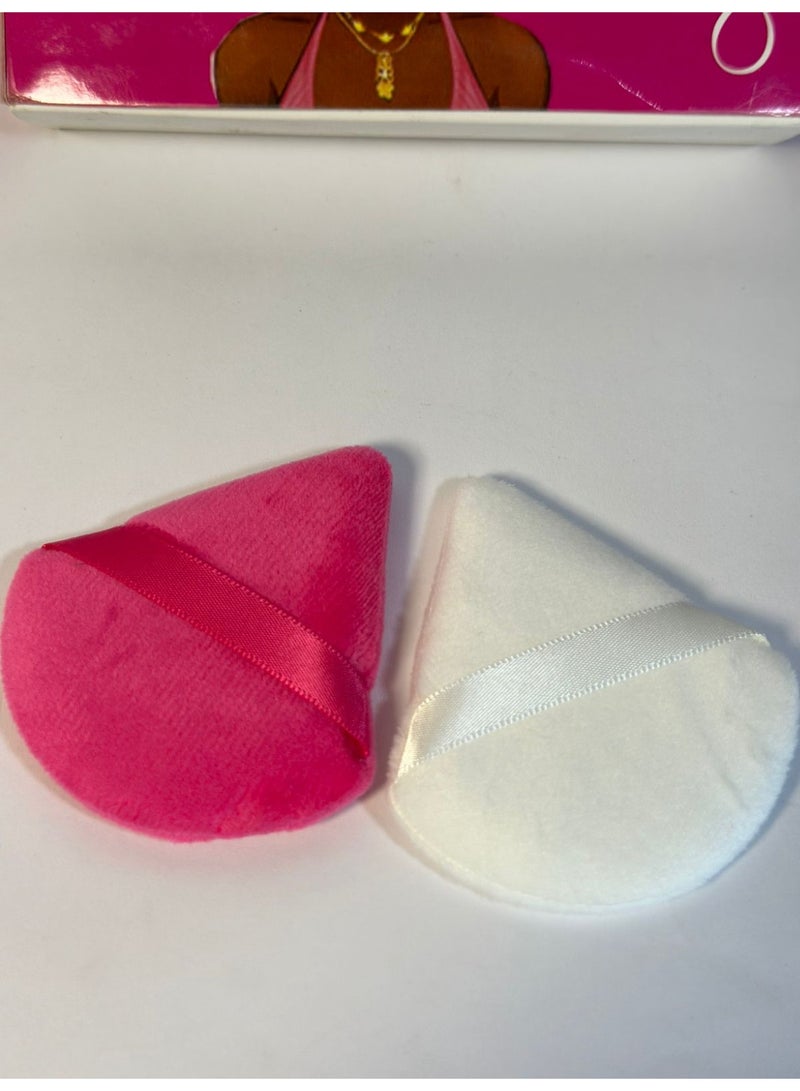 اسفنجة بودرة مخملية مثلثة الشكل للكونسيلر وبودرة الوجه السائبة قابلة للغسل واعادة الاستخدام وناعمة ، مجموعة من قطعتين من اداة مكياج قطيفة رطبة وجافة متعدد الالوان - Image 1