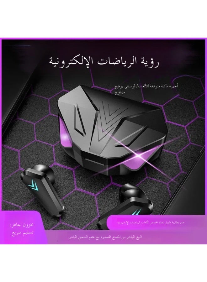 سماعات أذن لاسلكية للألعاب من نوع TWS بتأخير صوتي منخفض، سماعات أذن بلوتوث للألعاب مع علبة شحن رقمية LED، تحكم باللمس وصوت ستريو وميكروفون مدمج، بطارية طويلة الأمد للألعاب المحمولة والموسيقى والرياضة - Image 3