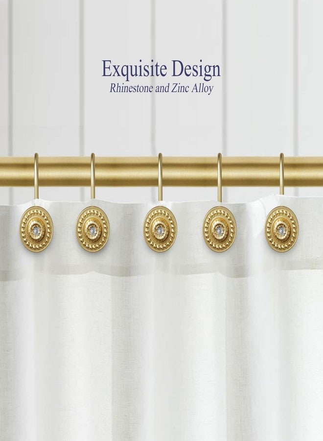 iToplin Gold Shower Hooks & Rings Set of 12 - Rust Proof Metal Decorative Hangers for Bathroom Shower Curtain Rod - Image 4