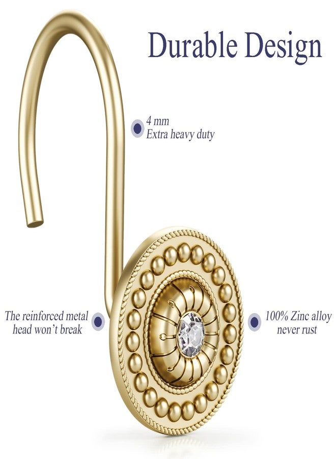 iToplin Gold Shower Hooks & Rings Set of 12 - Rust Proof Metal Decorative Hangers for Bathroom Shower Curtain Rod - Image 5