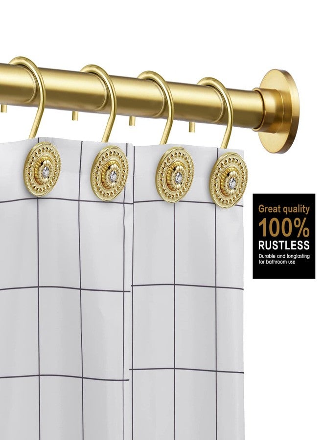 iToplin Gold Shower Hooks & Rings Set of 12 - Rust Proof Metal Decorative Hangers for Bathroom Shower Curtain Rod - Image 3