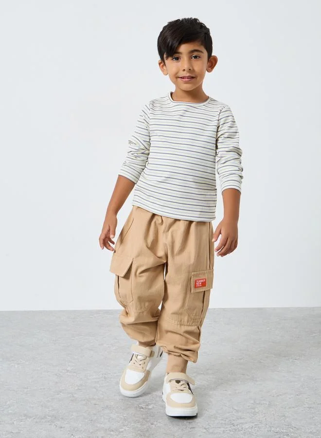 ستايلي Styli Boys Striped Ribbed Long Sleeve T-Shirt