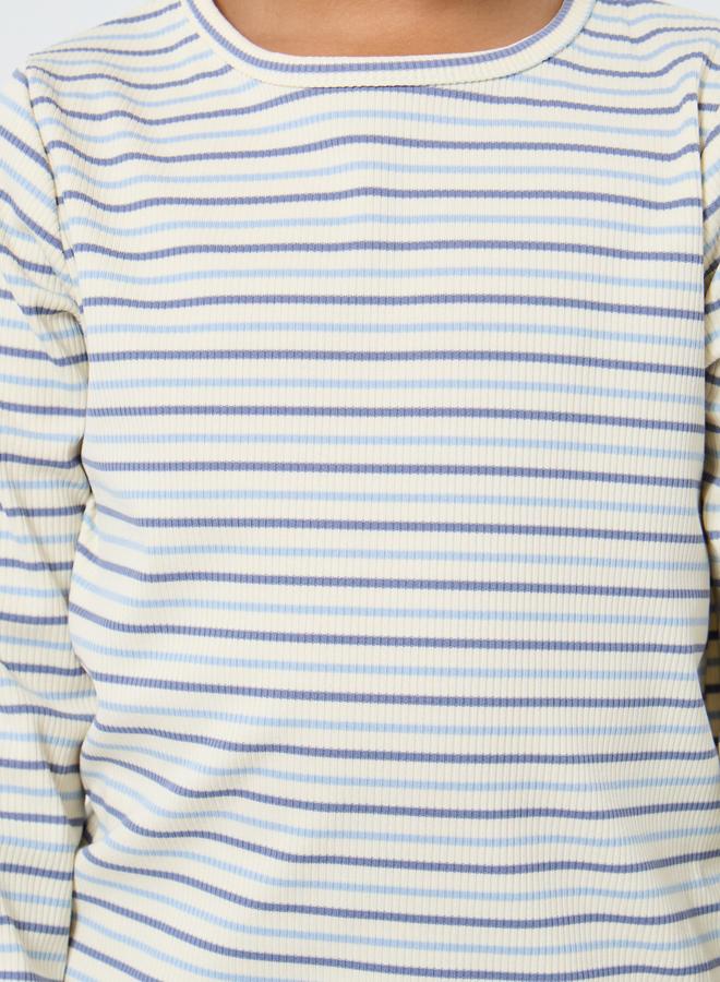 Styli Boys Striped Ribbed Long Sleeve T-Shirt - Image 3