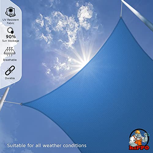 HIPPO Rectangle Shade Sail Affordable & Premium 180 GSM Sun Shade UV Block for Canopy Outdoor Patio Car Parking (Blue, 9.5FTX8FT) - Image 2